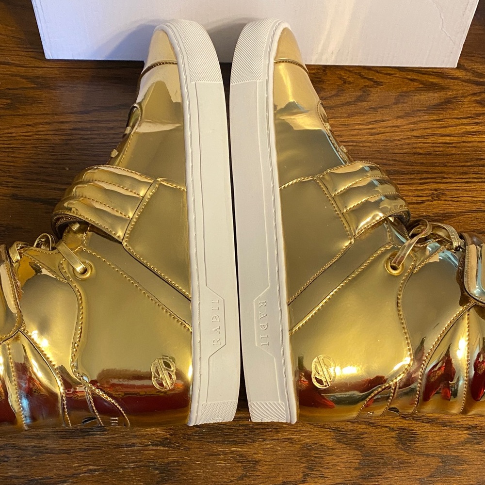 Radii Cylinder 24K Gold Bar High Top Sneakers Metallic Gold Mens 10 With Box - Picture 8 of 14